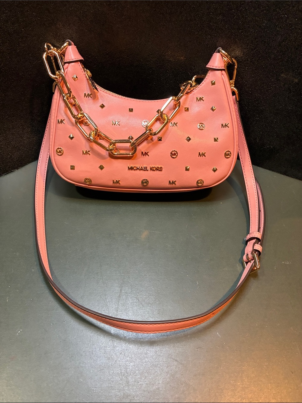 Michael Kors Cora Medium Pink Chain Shoulder Crossbody Bag